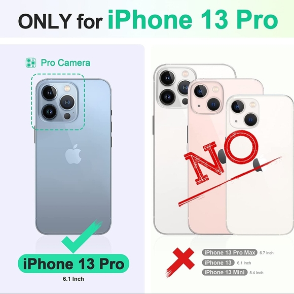 TUCCH Wallet Case for iPhone 13 Pro 5G RFID Blocking Lake Blue New - Picture 5 of 11